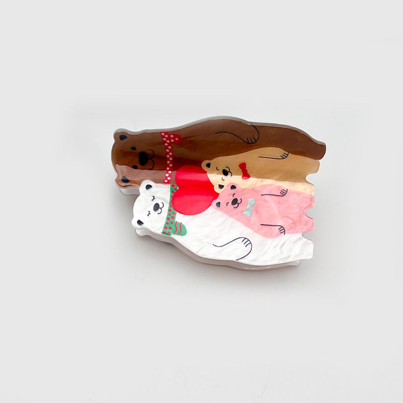 Wholesale New Valentine's Day Acrylic Grab Clip Love Bear Romantic Tonal Cute Girl's Hair Shark Clip
